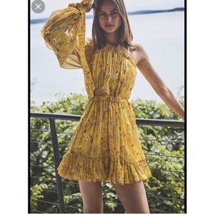 ALEXIS Edyta Floral Printed Off Shoulder Yellow Mini Dress
